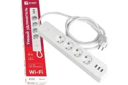 Умный удлинитель c USB EKF Wi-Fi HomeConnect RCE-1-WF