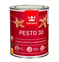 Эмаль TIKKURILA EURO PESTO 30 алкидная для внутренних работ полуматовая баз А (0.9л)..