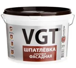 Шпатлевка VGT ФАСАДНАЯ акриловая, водостойкая, малоусадочная (18кг)