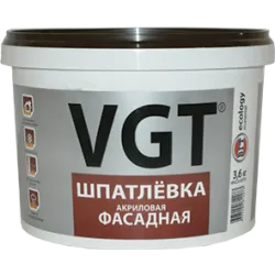 VGT ШПАТЛЕВКА ФАСАДНАЯ акриловая, водостойкая, малоусадочная (3,6кг)